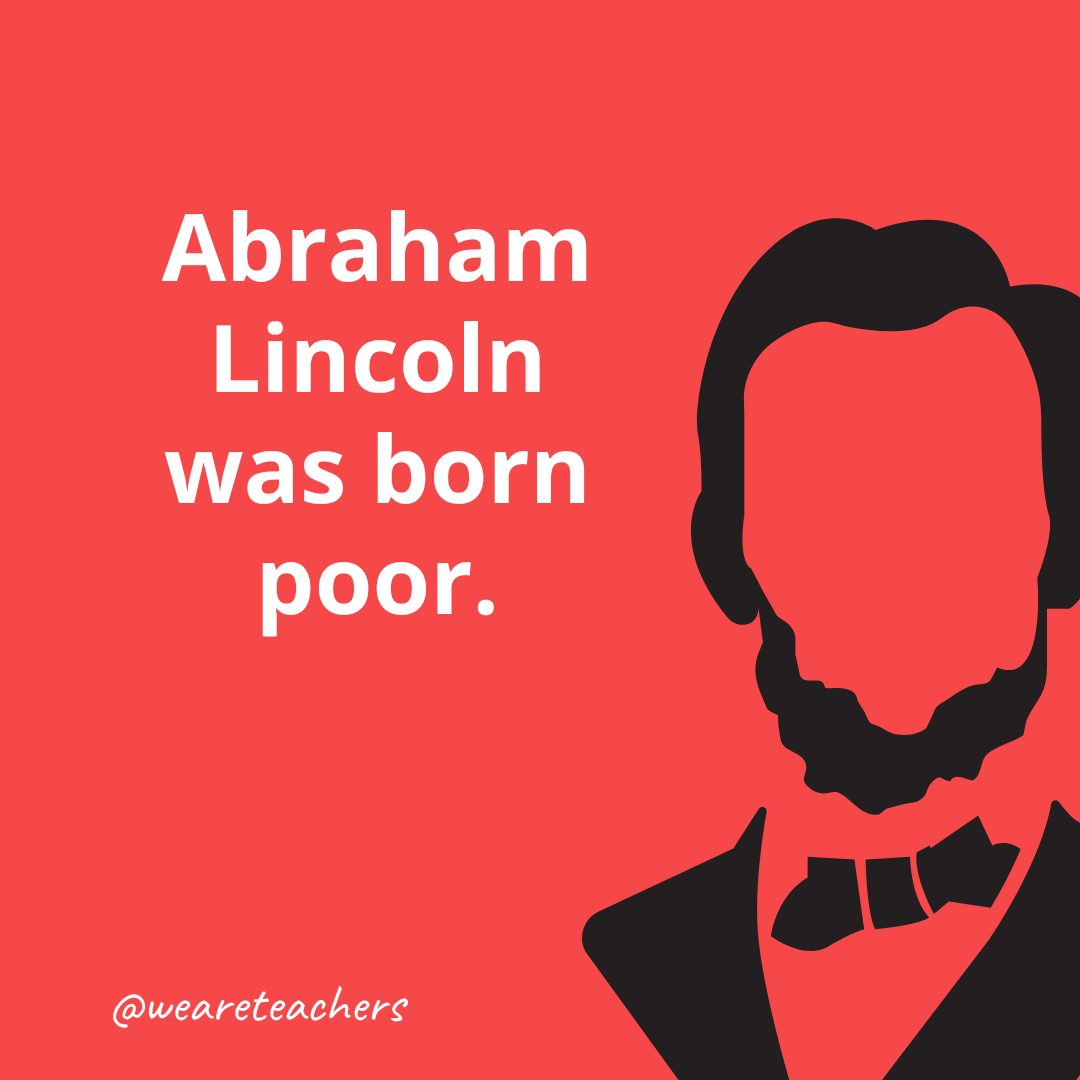 Abraham Lincoln was born poor.- Facts About Abraham Lincoln