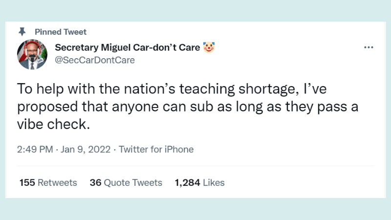 Teacher shortage tweet