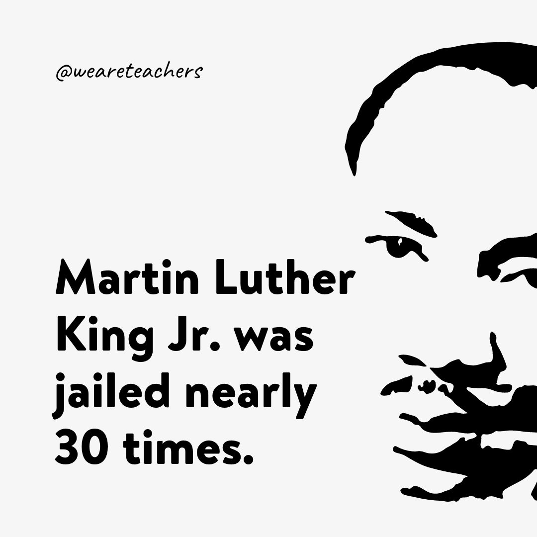 Martin Luther King Jr.  was jailed nearly 30 times. - facts about Martin Luther King Jr.