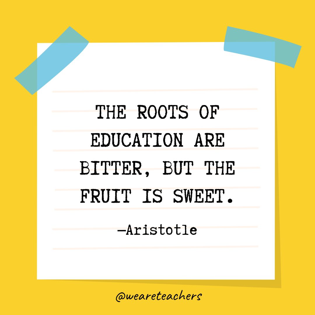 “The roots of education are bitter, but the fruit is sweet.” —Aristotle- Quotes About Education