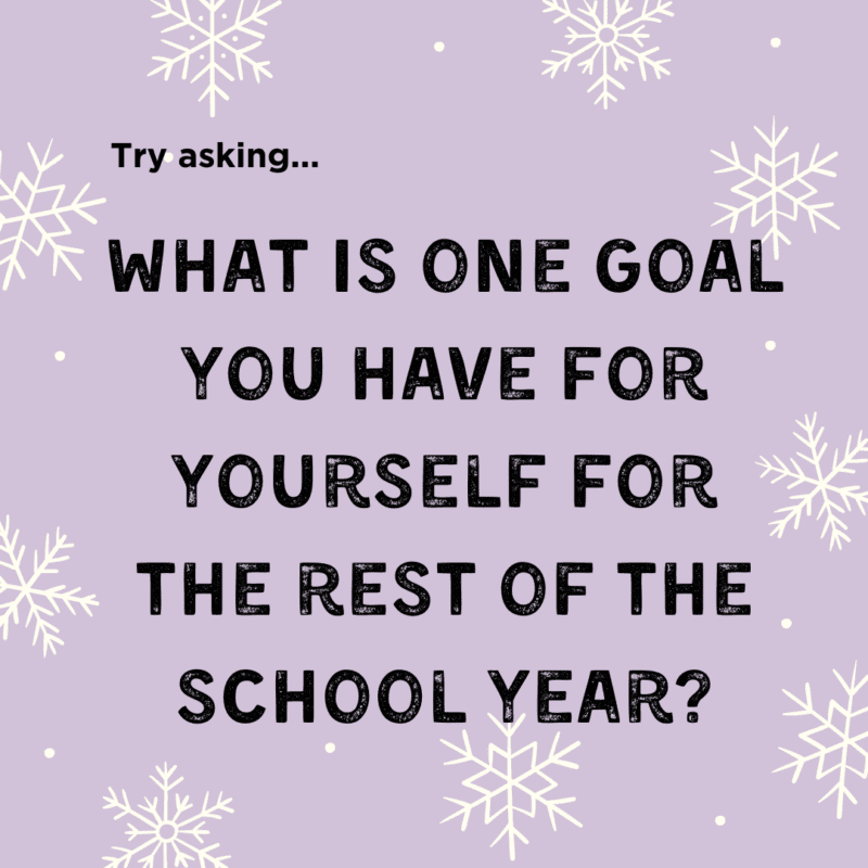 What is one goal you have for yourself for the rest of the school year? is an excellent question for back to school after winter break.