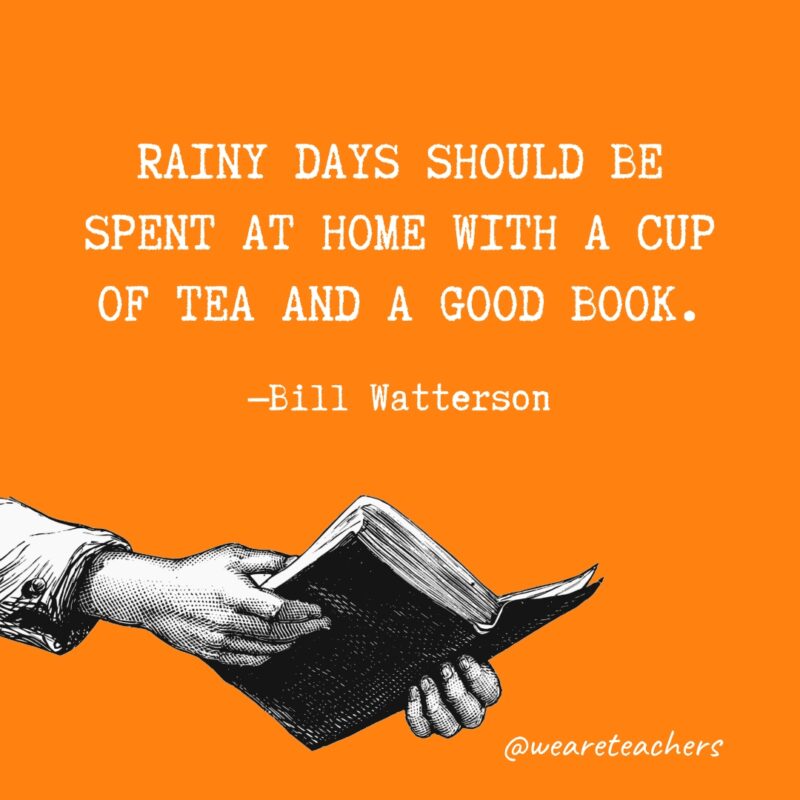 Los días de lluvia se deben pasar en casa con una taza de té y un buen libro.- citas sobre la lectura