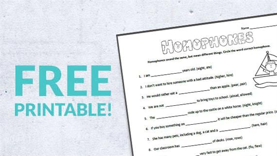 free printable homophones worksheet we are teachers