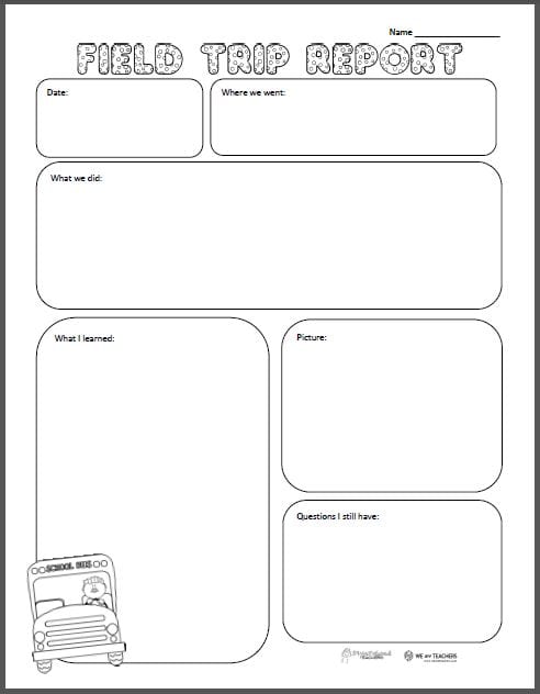 Free Printable of the Week: Field Trip Report (Grades K-6) - WeAreTeachers