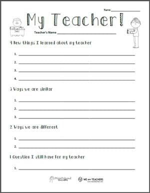 Get To Know Teacher Free Printable