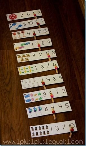 Clothespins learning activity