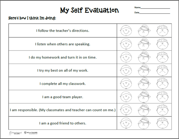 Free Printable of the Week: Self Evaluation Sheet for Parent Teacher ...