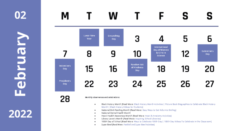 2022 School Holiday Calendar Page 02