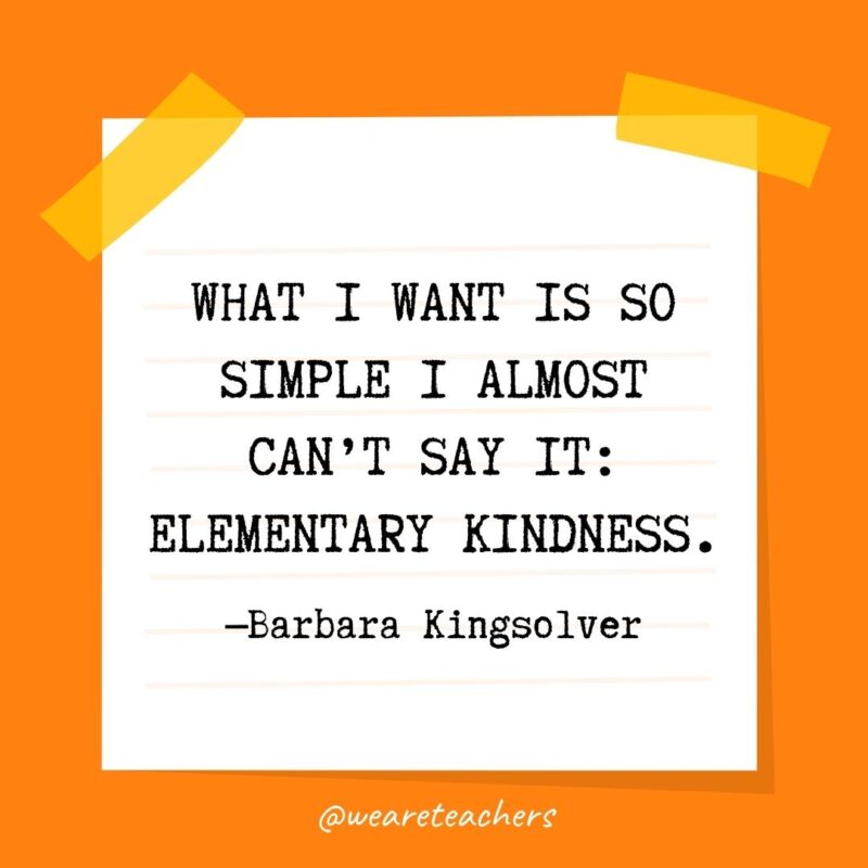 What I want is so simple I almost can’t say it: elementary kindness. —Barbara Kingsolver- kindness quotes