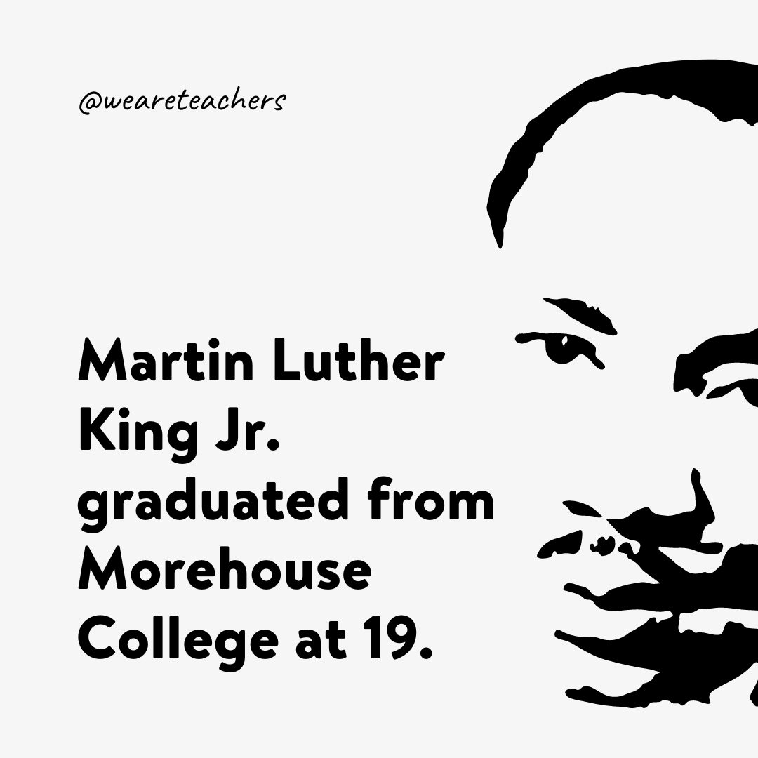 Martin Luther King Jr. graduated from Morehouse College at 19.- facts about Martin Luther King Jr.