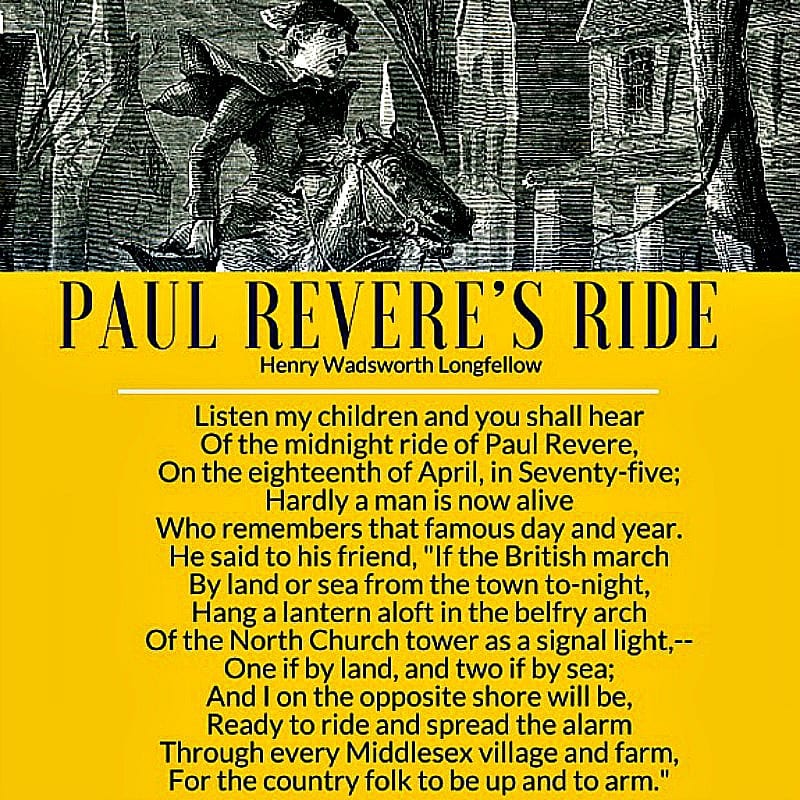 "Paul Revere's ride" poem.