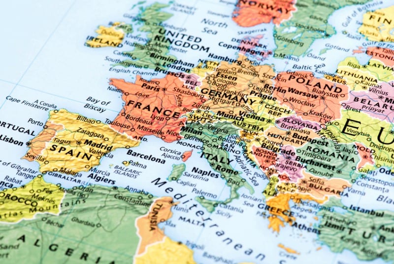 Map of Europe. Detail from the World Atlas (Rand Mc. Nally).