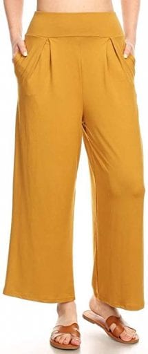 Yellow wide leg cropped pants