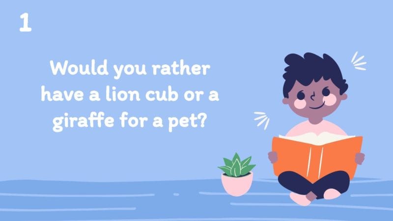 Would you rather have a lion cub or a giraffe for a pet?