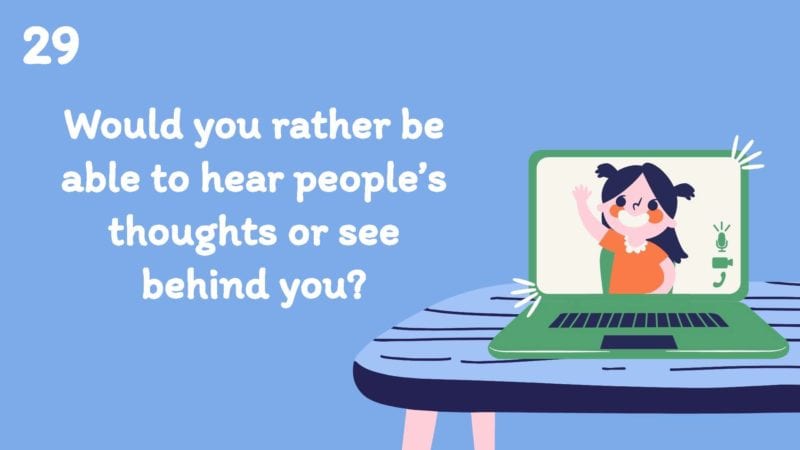 Would you rather be able to hear people’s thoughts or see behind you?