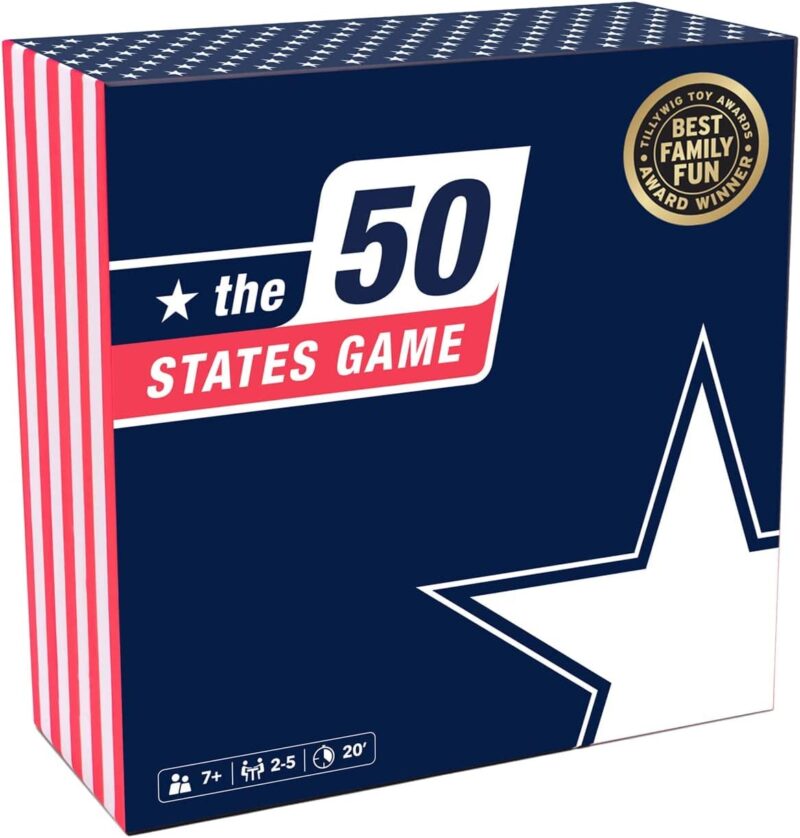 A navy blue box says The 50 States Game