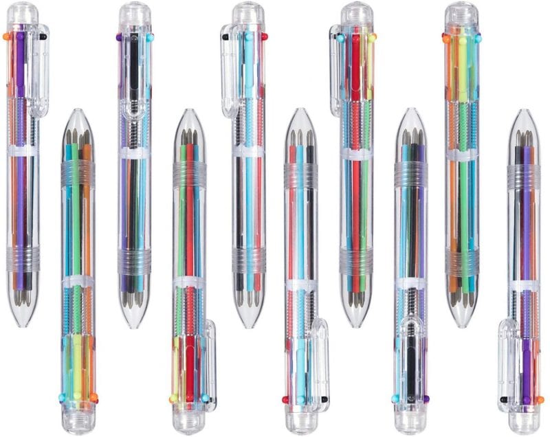 An assortment of six-color pens