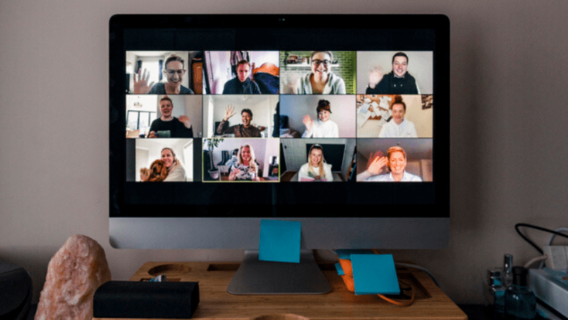Teaching Community faces on computer screen