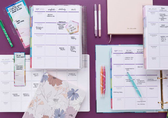 Photo of different Erin Condren teacher planners