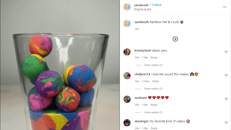 Instagram image of kinetic sand from @sandwoah as an example of an account to follow when you want to unplug from teaching