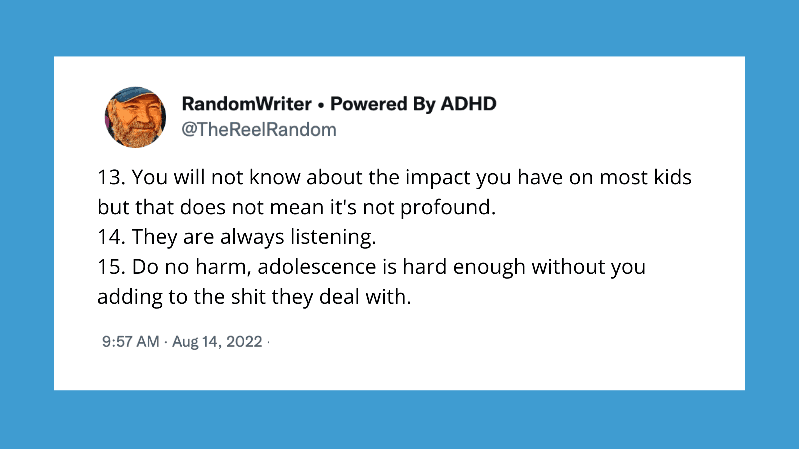 Screenshot of tweet from user @TheReelRandom