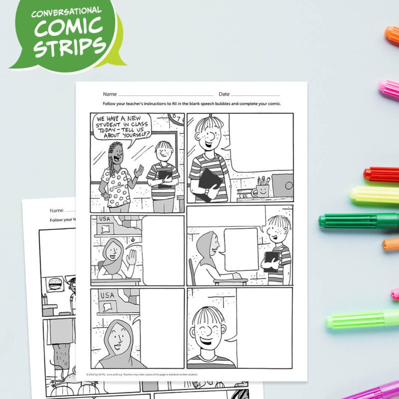Conversational comic strips for language practice