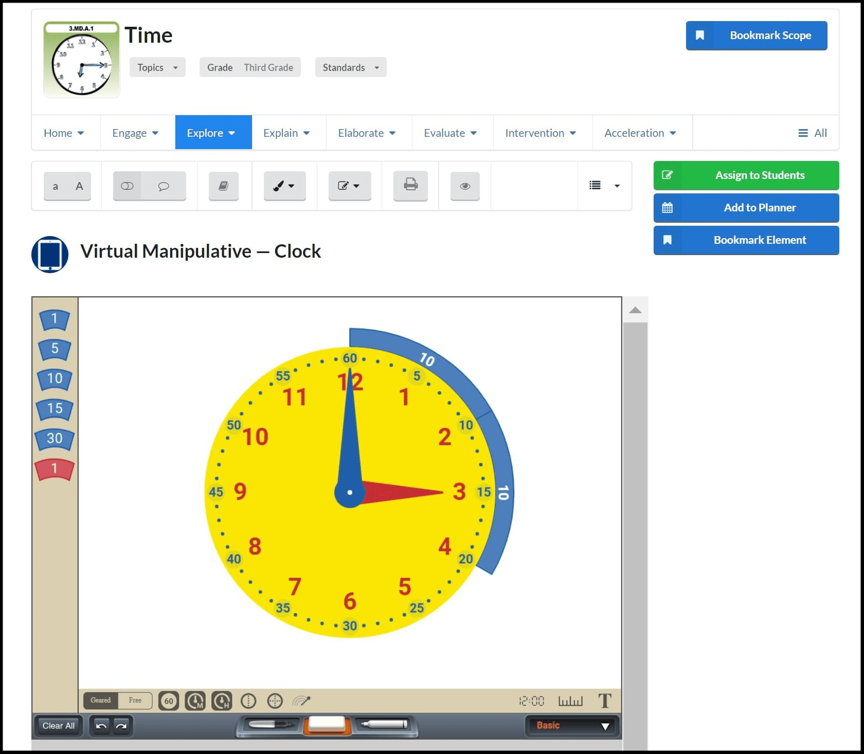 image of clock with blue minute hand and red hour hand