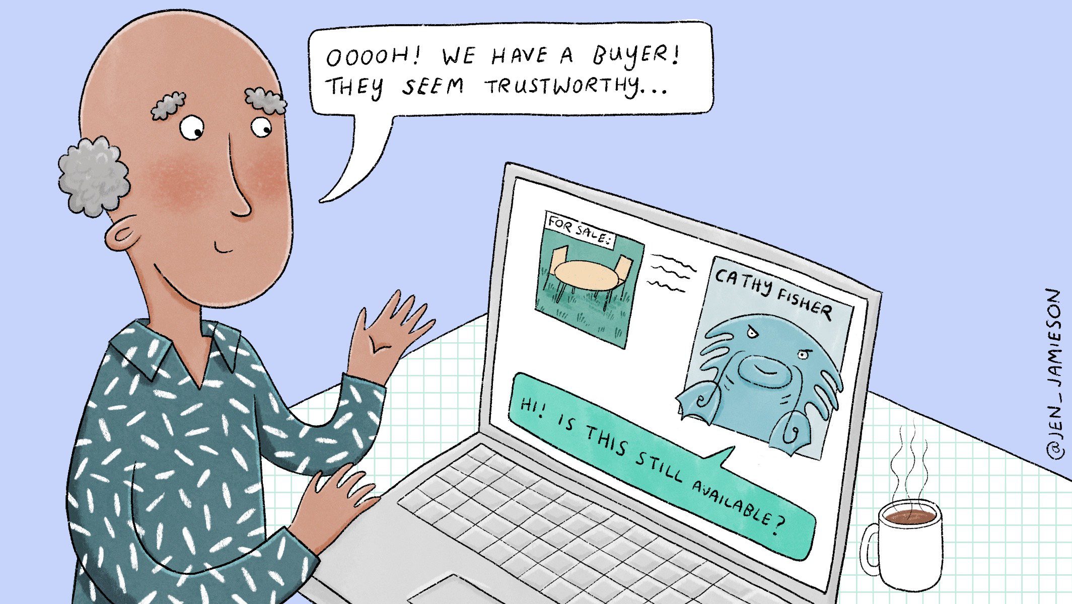 Illustration of teacher who got catfished by a student