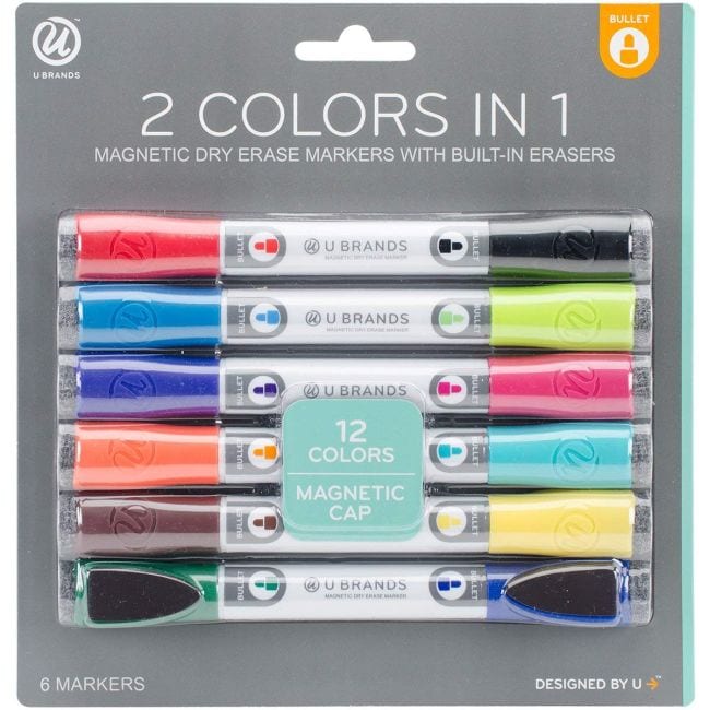 Magnetic Whiteboard Markers 9 Assorted Colors 12 Pack Low Odor Mag-Fancy Dry Erase Markers Fine Point 