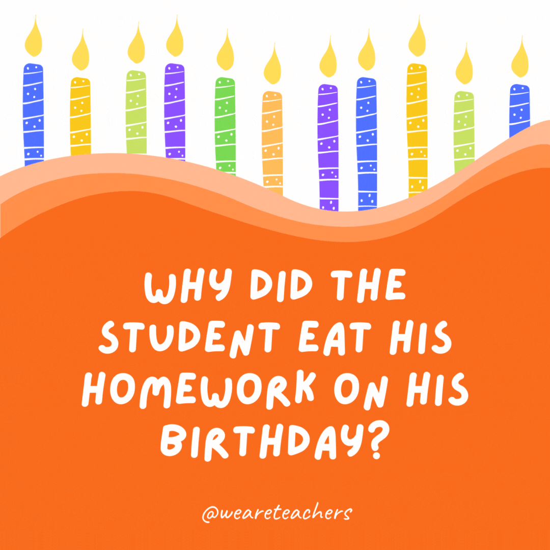 Why did the student eat his homework on his birthday?