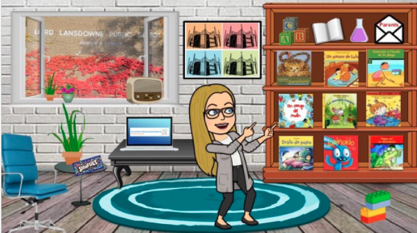 Classroom screenshot with dancing teacher