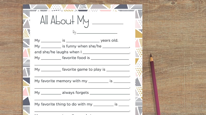 All About My 'Blank' Printable