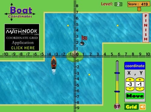 Boat Coordinates Math Nook - The Best Online Interactive Math Games