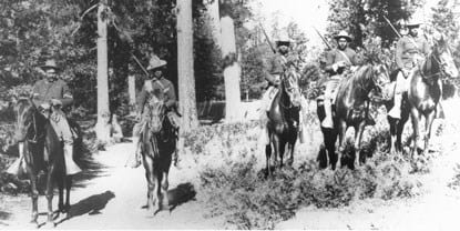 Buffalo Soldiers in black and white photo.
