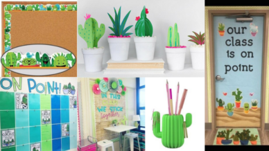 Cactus theme collage for the classroom