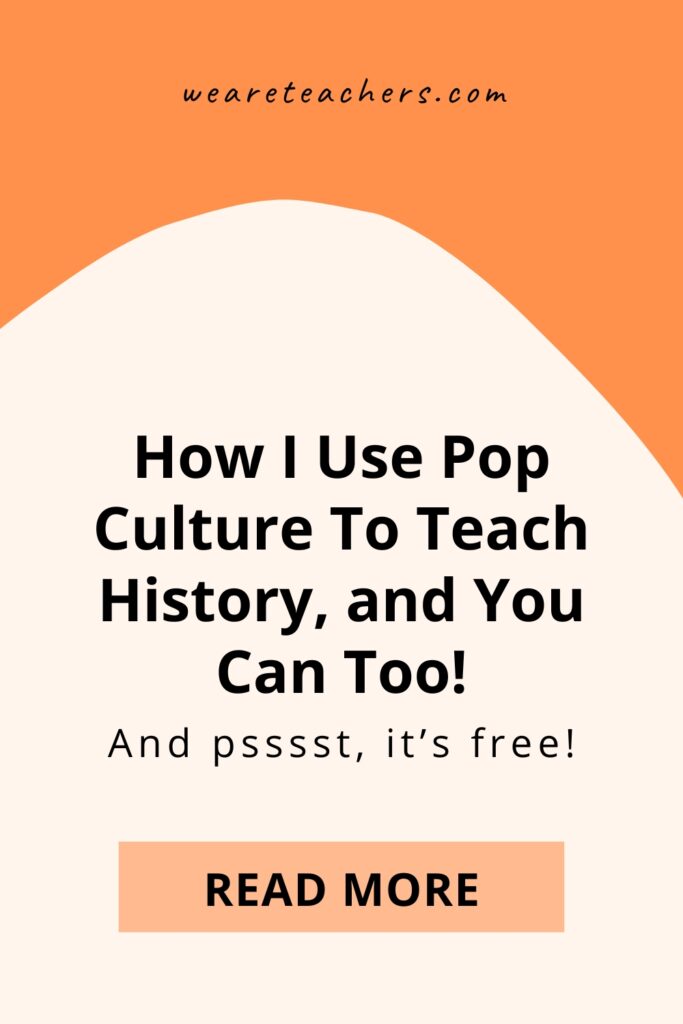 El uso de la cultura pop en una clase de historia involucra a los estudiantes y les brinda algo relevante para recordar.  ¡Mira este plan de estudios increíble y gratuito!