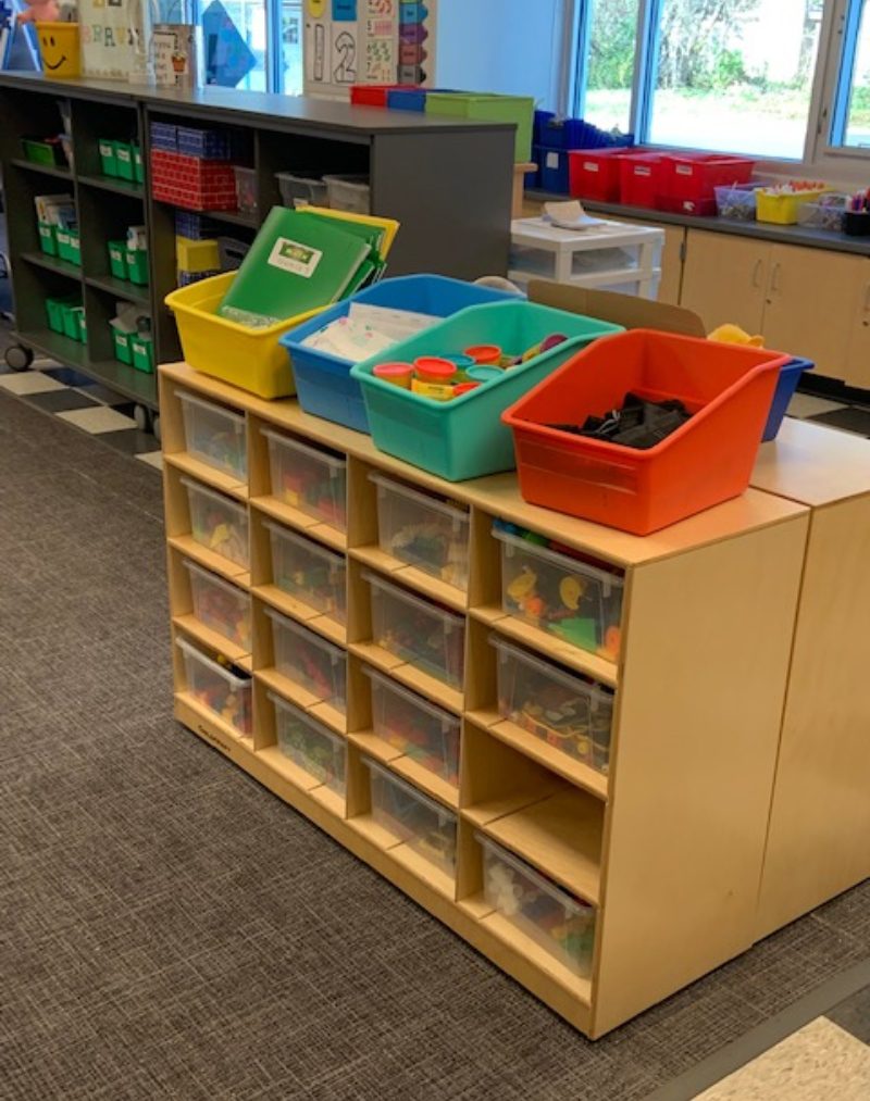 classroom supplies in an elementary classroom