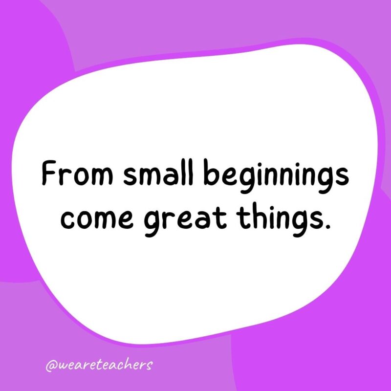 12. From small beginnings come great things.