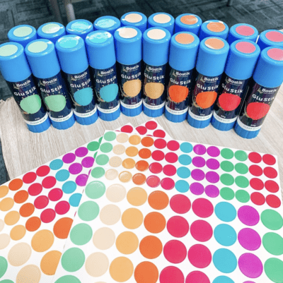 Color coded glue stick caps