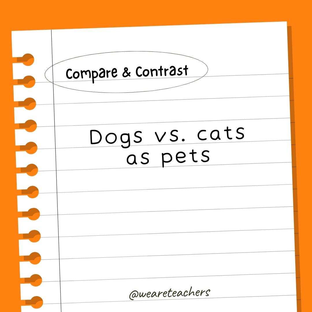 make a compare and contrast essay on the topic my pets brainly