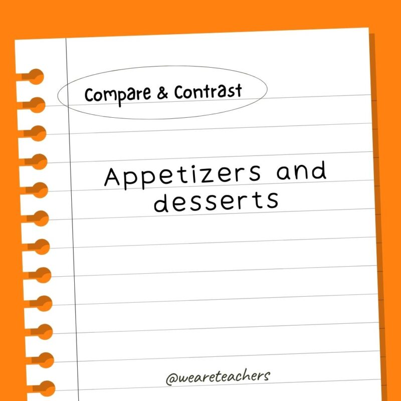 Appetizers and desserts