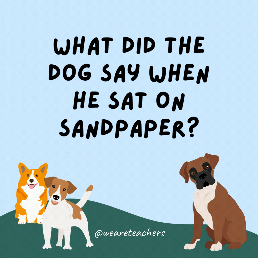 What did the dog say when he sat on sandpaper? Ruff.