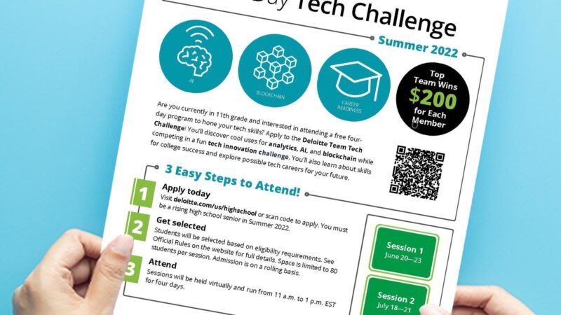 Flyer for Deloitte 2022 Team Tech Challenge