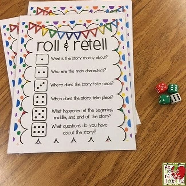 Dice Games Roll and Retell Apple for the Teacher