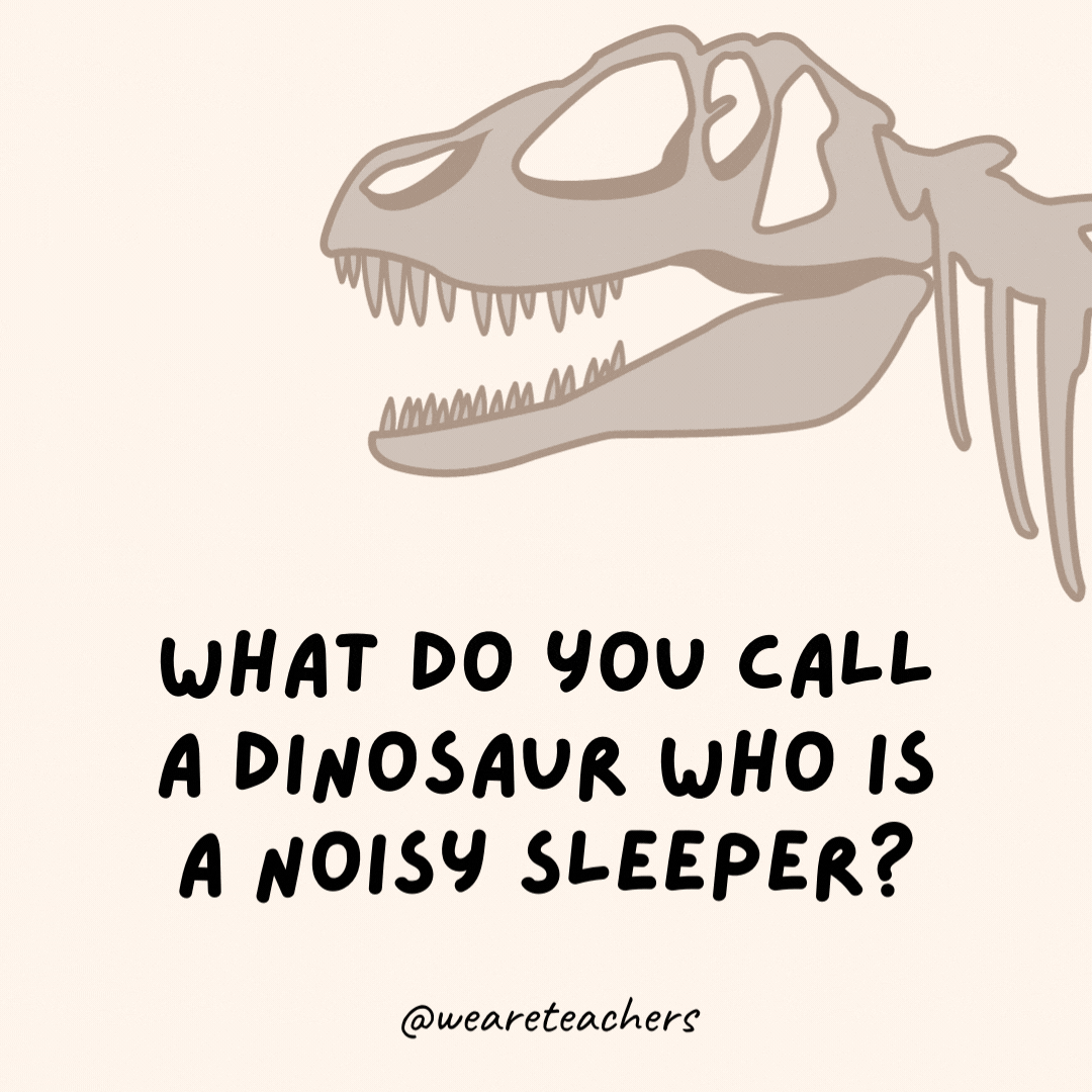 What do you call a dinosaur who is a noisy sleeper?