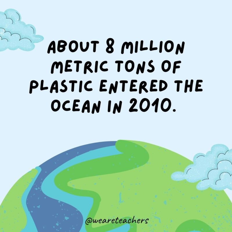 About 8 million metric tons of plastic entered the ocean in 2010.