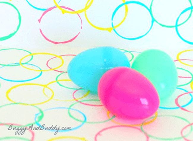 Plastic Easter eggs with printed paint circles