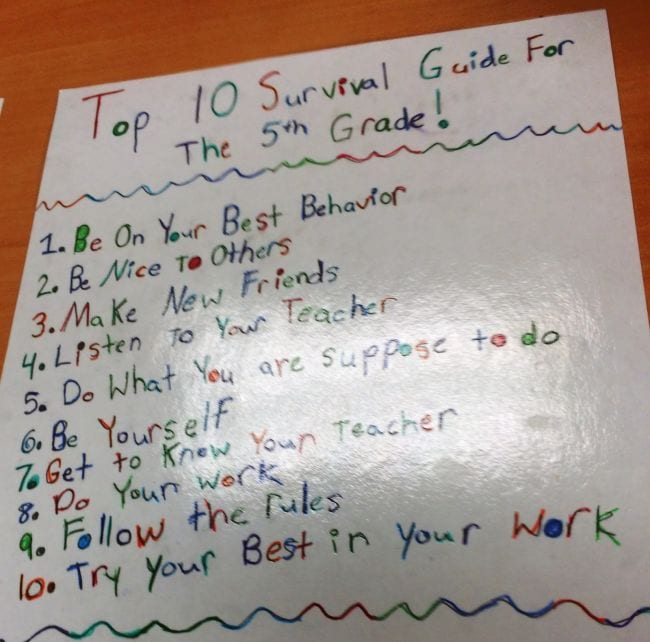 Top 10 Survival Guide for the 5th Grade