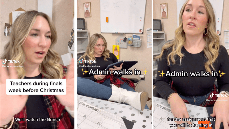 Screenshots from TikTok teacher @educatorandrea