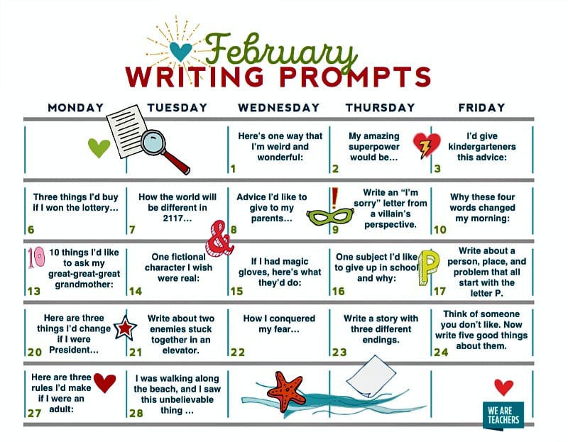 FREE DOWNLOAD: February Writing Prompts Calendar ...